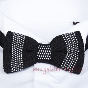 Вязаный черный галстук-бабочка в полоску Roberto Cassini BCH-67-1280, купить в интернет-магазине с доставкой по России