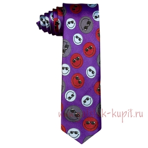 Фиолетовый галстук со смайликами G-Faricetti G11R-35-480, купить в интернет-магазине с доставкой по России