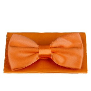 Мужской галстук бабочка с платком оранжевый G-Faricetti BOR-3-1088, купить в интернет-магазине с доставкой по России